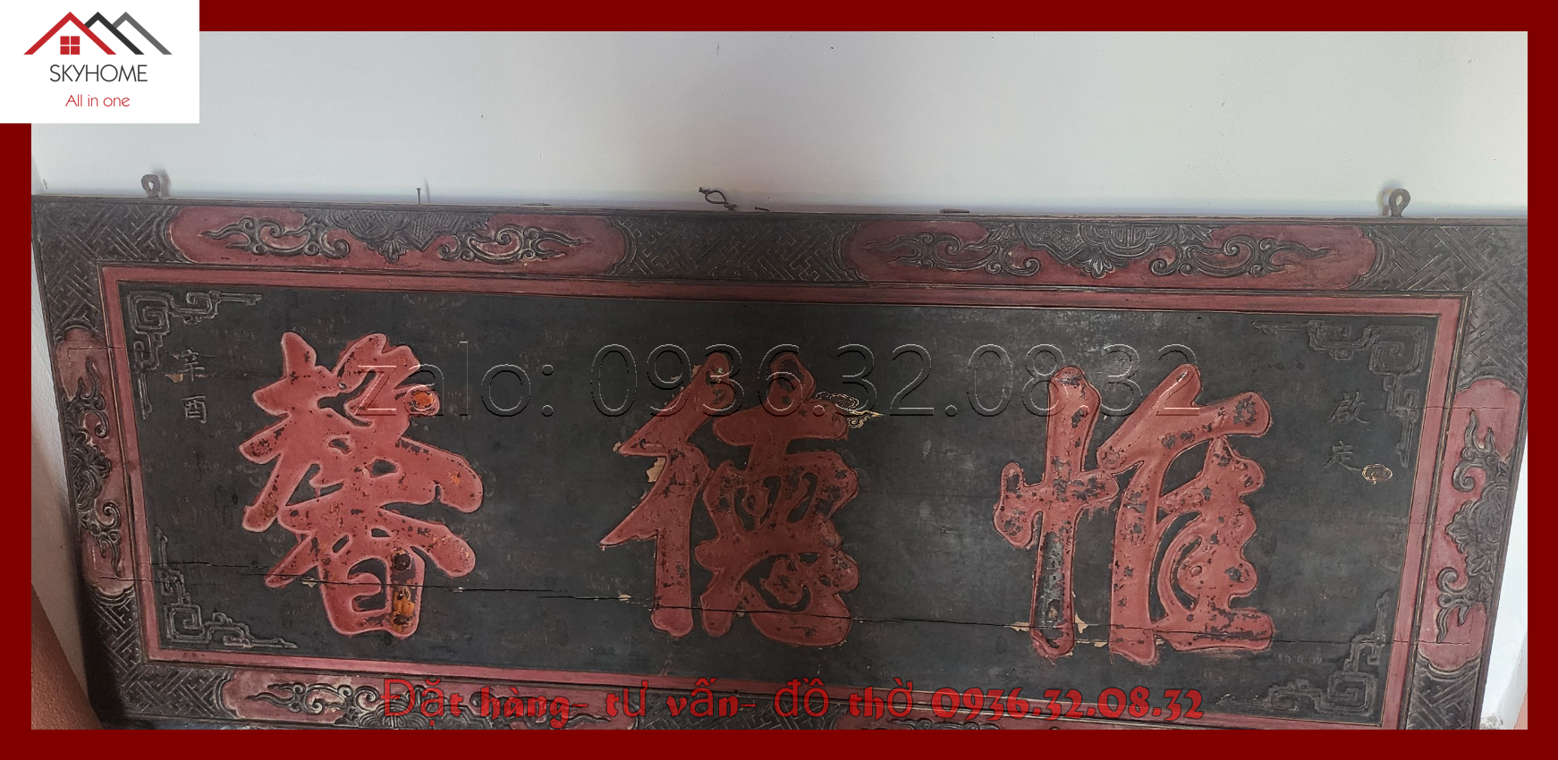 Hoành phi phòng thờ 3 chữ chữ Đức- Duy- Hinh